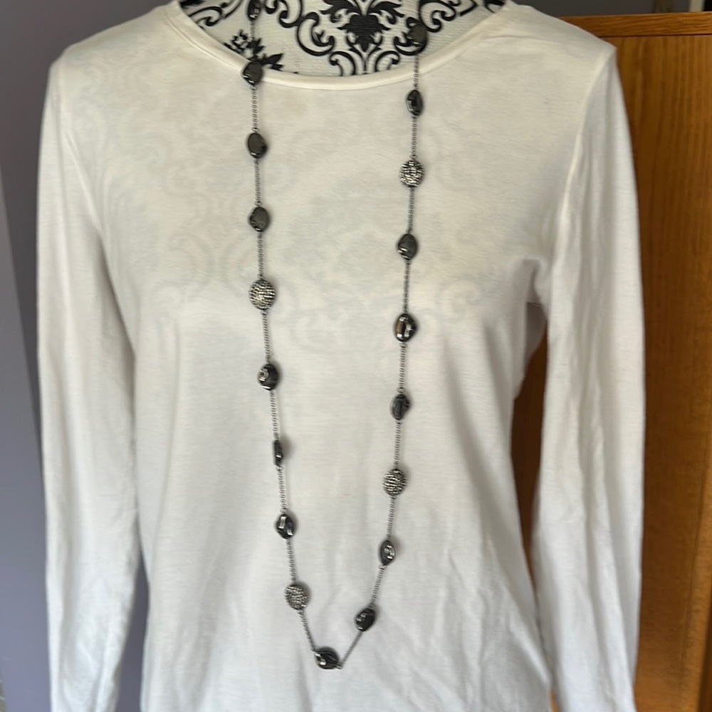 Chicos Silver Black and Filigree Necklace